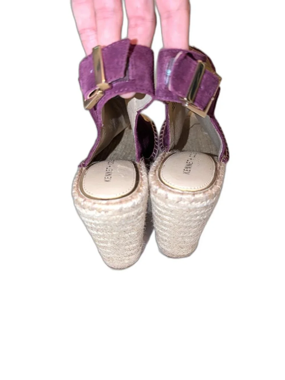 NWOT Kenneth Cole | Olivia Suede Espadrille Wedge Sandals Eggplant Purple Sz 10